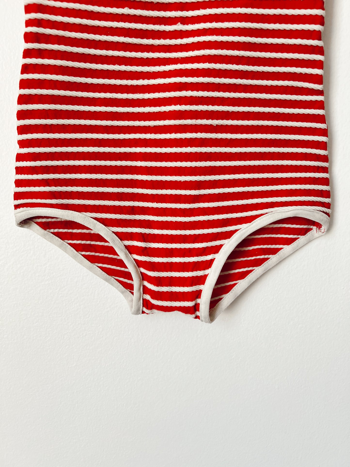 Red and White Striped Swimming Suit