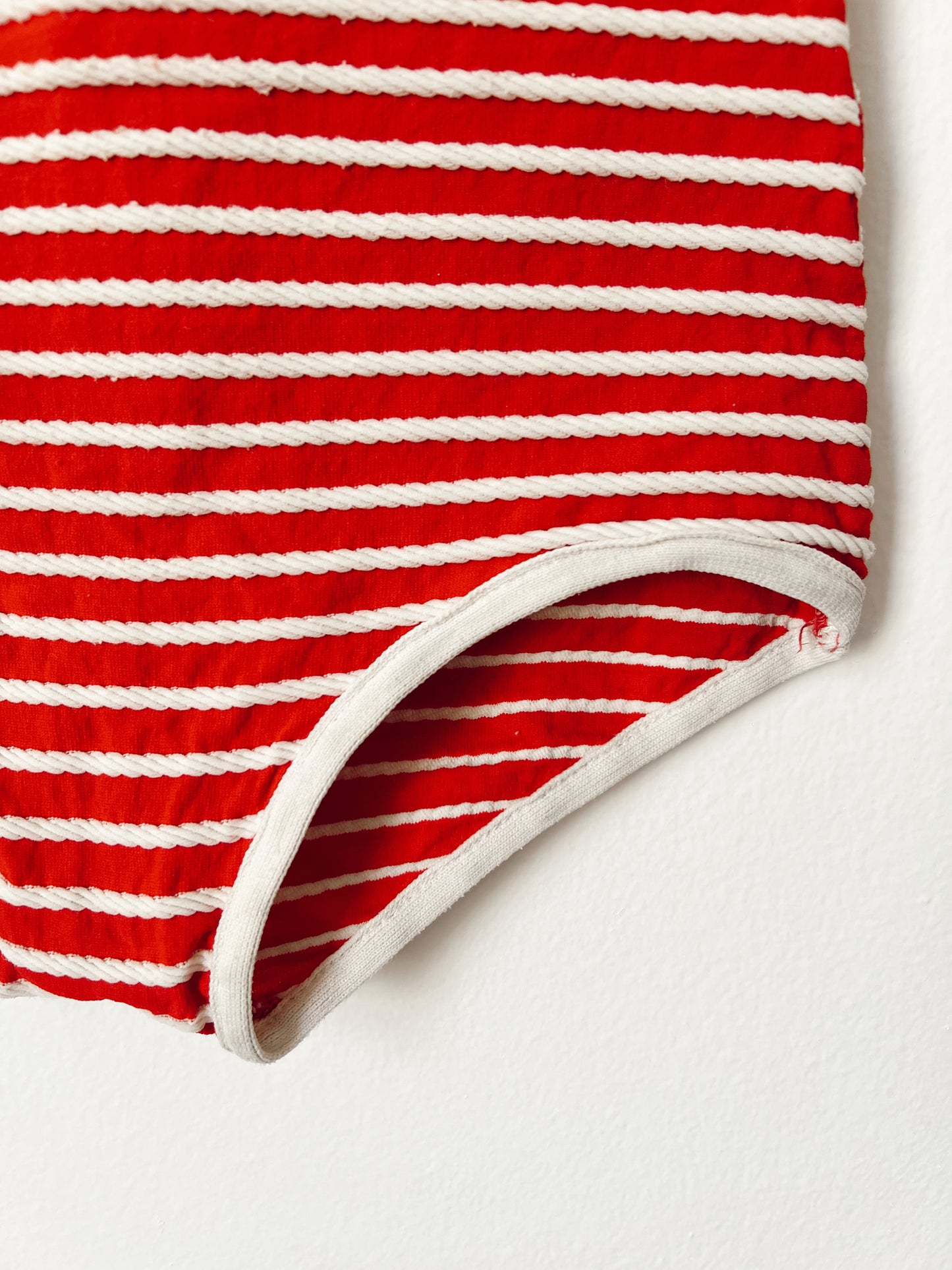 Red and White Striped Swimming Suit