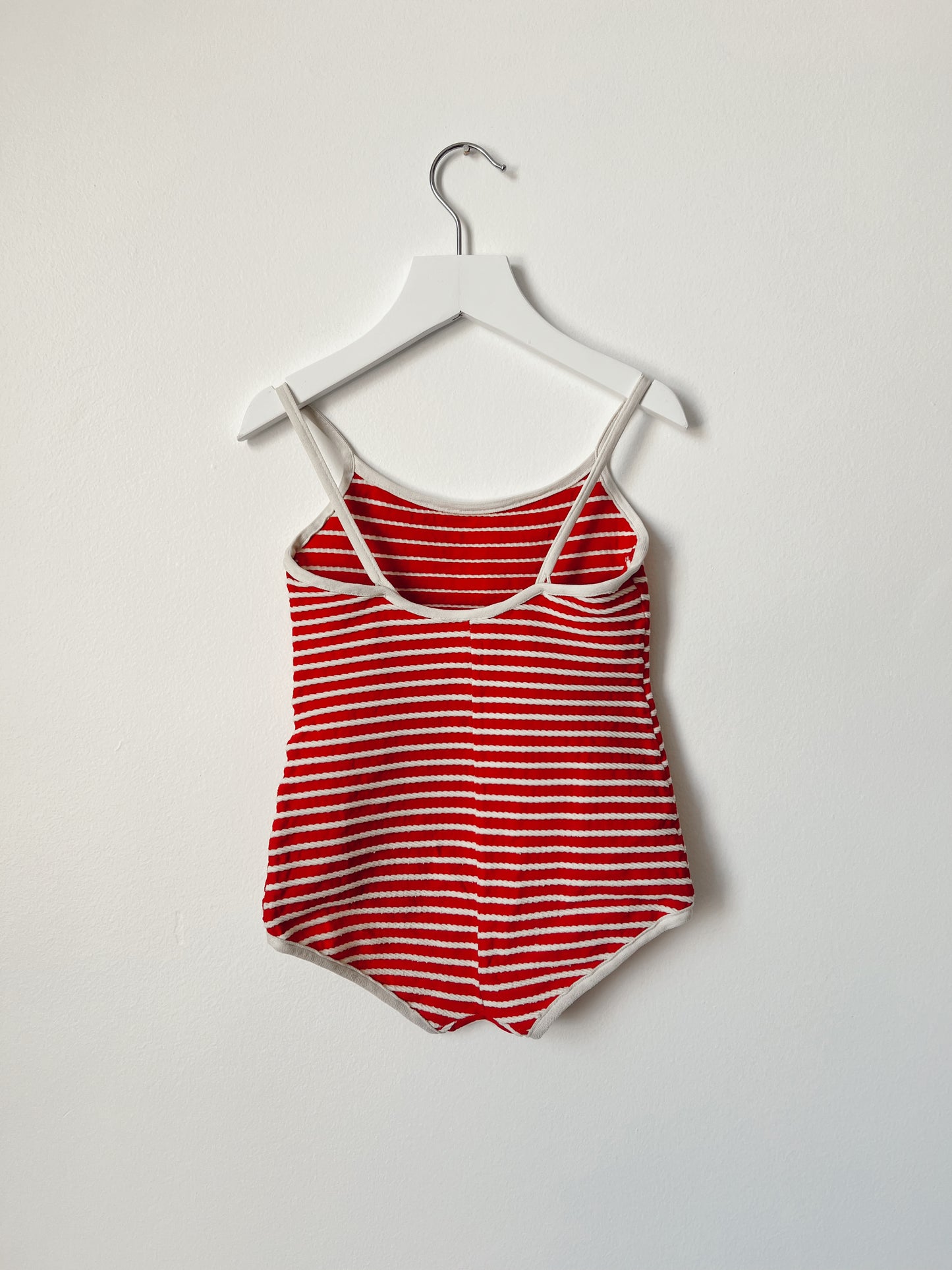 Red and White Striped Swimming Suit