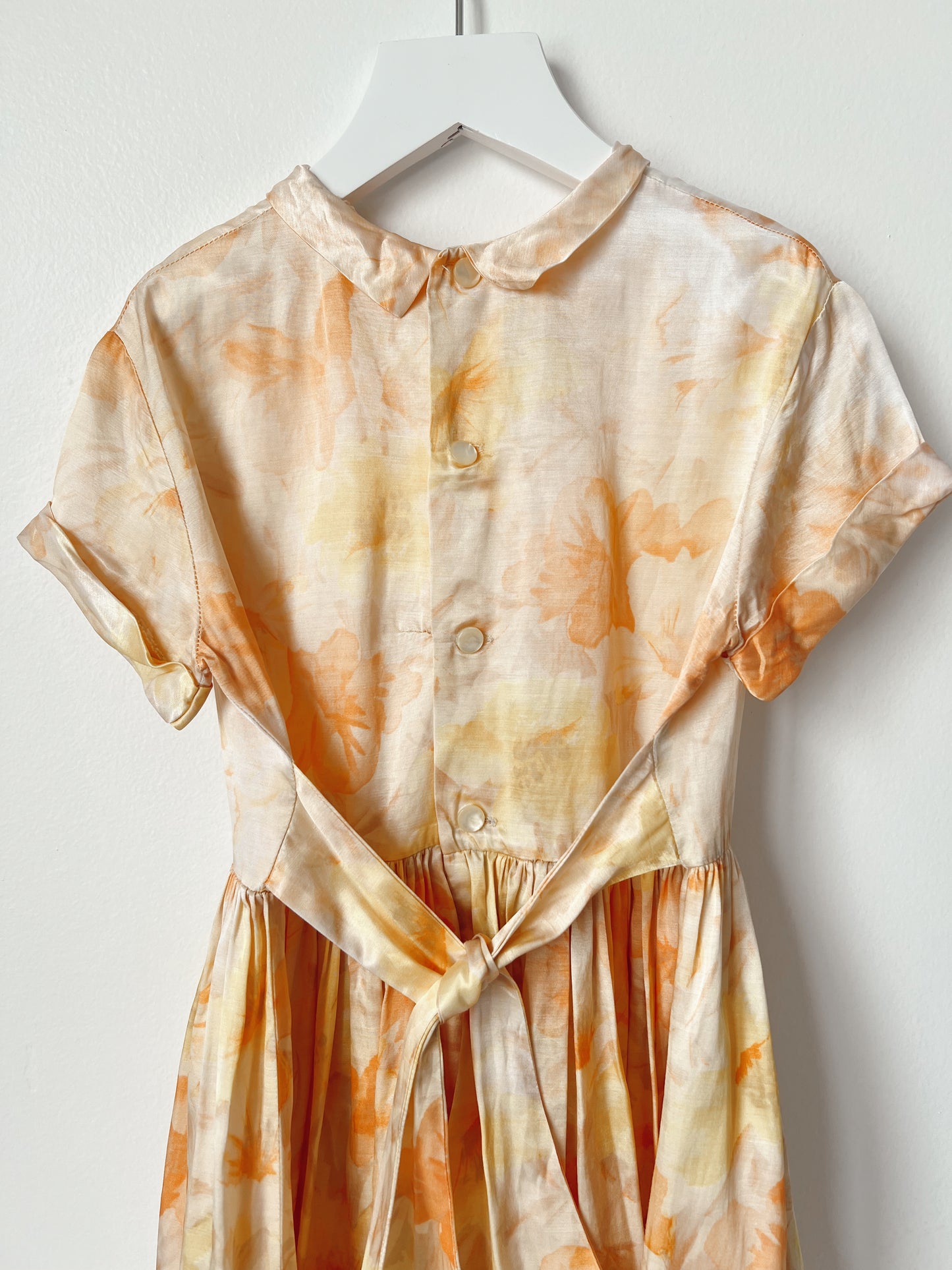Vintage 1950's Handmade Floral Satin Dress
