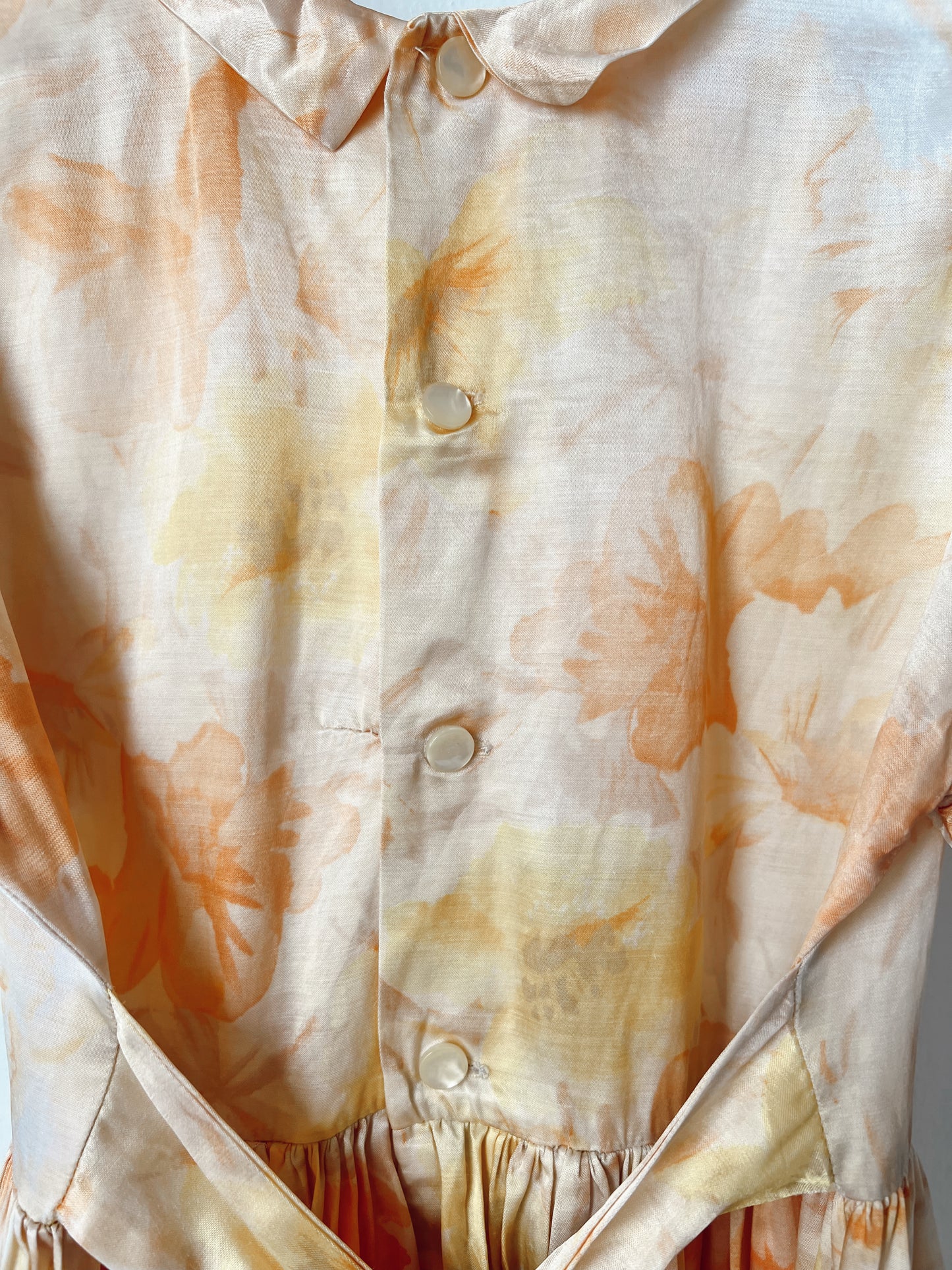 Vintage 1950's Handmade Floral Satin Dress